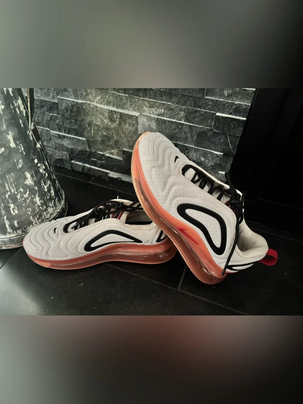 Nike Women's White Sneakers with Coral Air Sole